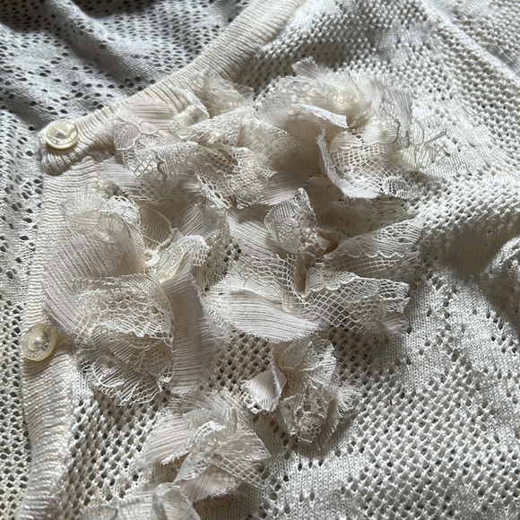 Hollister Ivory Cream Lace Cardigan Sweater with Floral Details Size Small - Picture 3 of 10